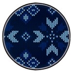 Blue Knitted Texture, Blue Christmas Background, Art Wireless Fast Charger(Black)