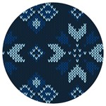 Blue Knitted Texture, Blue Christmas Background, Art Round Trivet