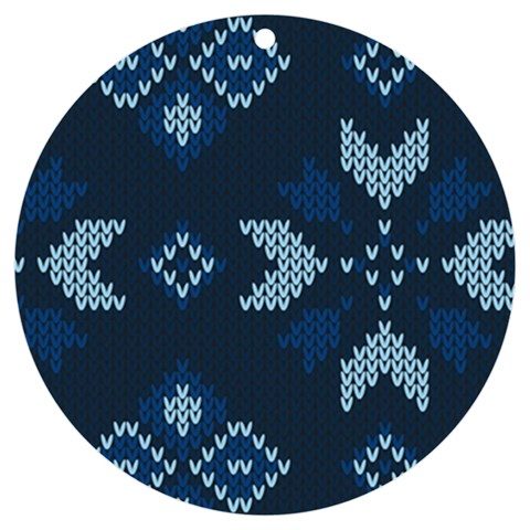 Blue Knitted Texture, Blue Christmas Background, Art UV Print Acrylic Ornament Round from ArtsNow.com Front