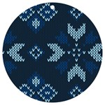 Blue Knitted Texture, Blue Christmas Background, Art UV Print Acrylic Ornament Round