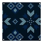 Blue Knitted Texture, Blue Christmas Background, Art Banner and Sign 3  x 3 