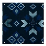 Blue Knitted Texture, Blue Christmas Background, Art Banner and Sign 4  x 4 