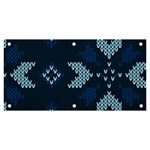 Blue Knitted Texture, Blue Christmas Background, Art Banner and Sign 6  x 3 