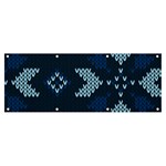 Blue Knitted Texture, Blue Christmas Background, Art Banner and Sign 8  x 3 