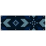 Blue Knitted Texture, Blue Christmas Background, Art Banner and Sign 9  x 3 