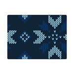 Blue Knitted Texture, Blue Christmas Background, Art Premium Plush Fleece Blanket (Mini)