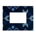 Blue Knitted Texture, Blue Christmas Background, Art White Tabletop Photo Frame 4 x6 