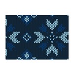 Blue Knitted Texture, Blue Christmas Background, Art Crystal Sticker (A4)