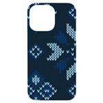 Blue Knitted Texture, Blue Christmas Background, Art iPhone 14 Pro Max Black UV Print Case