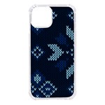 Blue Knitted Texture, Blue Christmas Background, Art iPhone 14 TPU UV Print Case