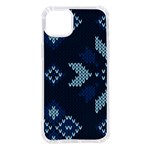 Blue Knitted Texture, Blue Christmas Background, Art iPhone 14 Plus TPU UV Print Case