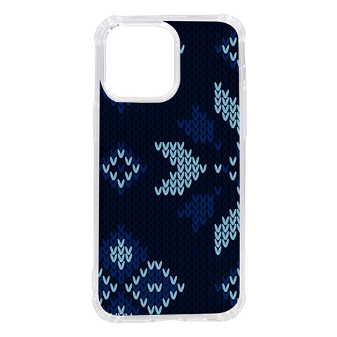 Blue Knitted Texture, Blue Christmas Background, Art iPhone 14 Pro Max TPU UV Print Case from ArtsNow.com Front