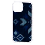 Blue Knitted Texture, Blue Christmas Background, Art iPhone 13 mini TPU UV Print Case