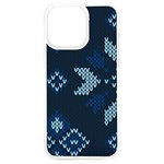 Blue Knitted Texture, Blue Christmas Background, Art iPhone 15 Plus TPU UV Print Case