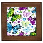 Butterflies, Abstract, Background, Colorful Framed Tile