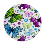 Butterflies, Abstract, Background, Colorful Ornament (Round)