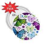 Butterflies, Abstract, Background, Colorful 2.25  Buttons (10 pack) 