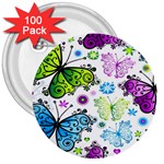 Butterflies, Abstract, Background, Colorful 3  Buttons (100 pack) 