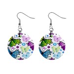 Butterflies, Abstract, Background, Colorful Mini Button Earrings