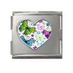 Butterflies, Abstract, Background, Colorful Mega Link Heart Italian Charm (18mm)