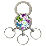 Butterflies, Abstract, Background, Colorful 3-Ring Key Chain