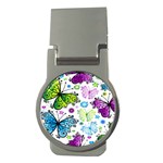 Butterflies, Abstract, Background, Colorful Money Clips (Round) 