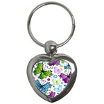 Butterflies, Abstract, Background, Colorful Key Chain (Heart)