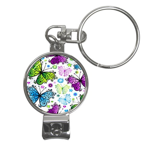 Butterflies, Abstract, Background, Colorful Nail Clippers Key Chain from ArtsNow.com Front