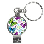 Butterflies, Abstract, Background, Colorful Nail Clippers Key Chain