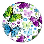 Butterflies, Abstract, Background, Colorful Magnet 5  (Round)