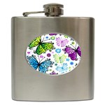 Butterflies, Abstract, Background, Colorful Hip Flask (6 oz)