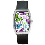 Butterflies, Abstract, Background, Colorful Barrel Style Metal Watch