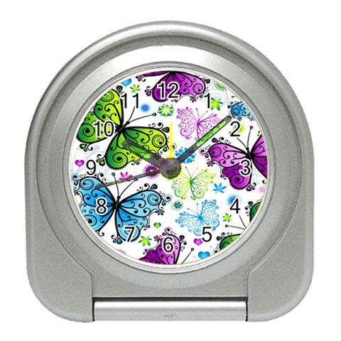 Butterflies, Abstract, Background, Colorful Travel Alarm Clock from ArtsNow.com Front