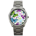 Butterflies, Abstract, Background, Colorful Sport Metal Watch