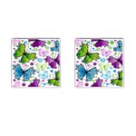 Butterflies, Abstract, Background, Colorful Cufflinks (Square)