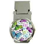 Butterflies, Abstract, Background, Colorful Money Clip Watches