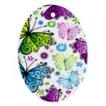 Butterflies, Abstract, Background, Colorful Oval Ornament (Two Sides)