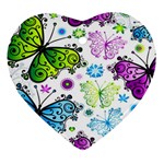 Butterflies, Abstract, Background, Colorful Heart Ornament (Two Sides)