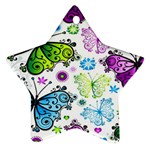 Butterflies, Abstract, Background, Colorful Star Ornament (Two Sides)