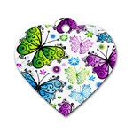 Butterflies, Abstract, Background, Colorful Dog Tag Heart (Two Sides)