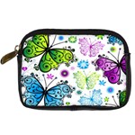 Butterflies, Abstract, Background, Colorful Digital Camera Leather Case