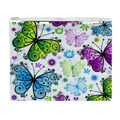 Butterflies, Abstract, Background, Colorful Cosmetic Bag (XL) from ArtsNow.com Front