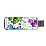 Butterflies, Abstract, Background, Colorful Portable USB Flash (Two Sides)