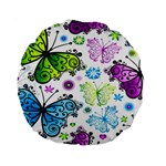 Butterflies, Abstract, Background, Colorful Standard 15  Premium Round Cushions