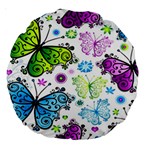 Butterflies, Abstract, Background, Colorful Large 18  Premium Round Cushions