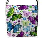 Butterflies, Abstract, Background, Colorful Flap Closure Messenger Bag (L)