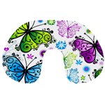 Butterflies, Abstract, Background, Colorful Travel Neck Pillow