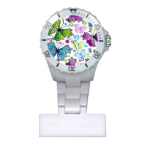 Butterflies, Abstract, Background, Colorful Plastic Nurses Watch from ArtsNow.com Front