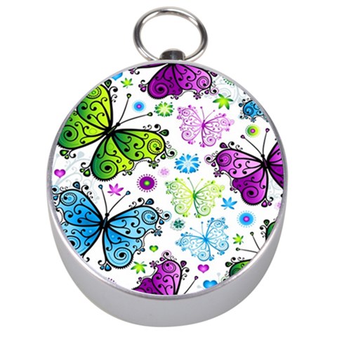 Butterflies, Abstract, Background, Colorful Silver Compasses from ArtsNow.com Front