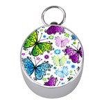 Butterflies, Abstract, Background, Colorful Mini Silver Compasses